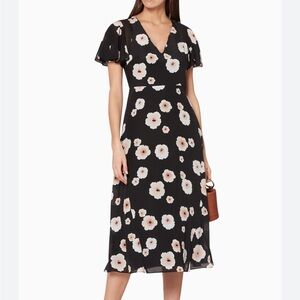 Club Monaco Black Pink Zameeka Floral silk dress 0